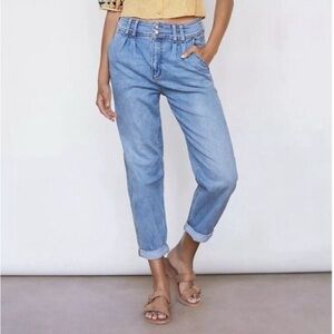 Pilcro (Anthropologie) Boyfriend Jeans with High-Waisted Design and Pleats